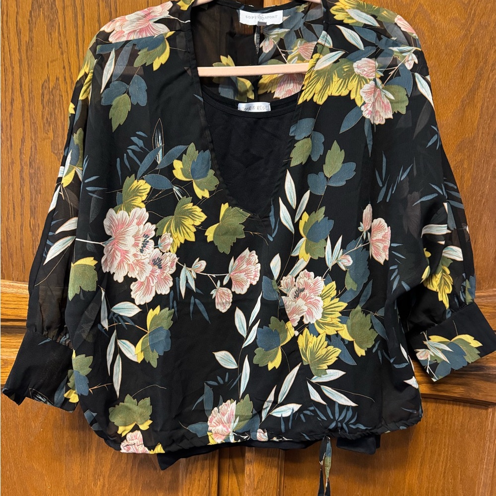 Floral Black Blouse plus separate tank top